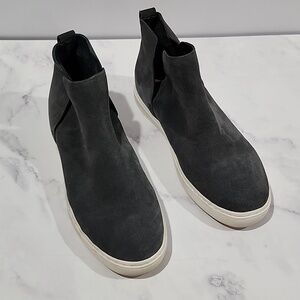 Birdies Dark Gray  Hidden Wedge Comfort Slip On Booties
